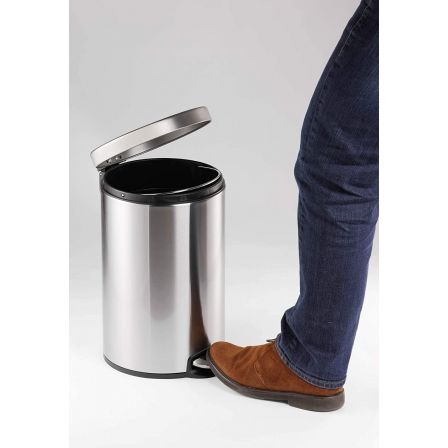 Durable Papelera Redonda con Pedal de 20 Litros en Acero Inoxidable